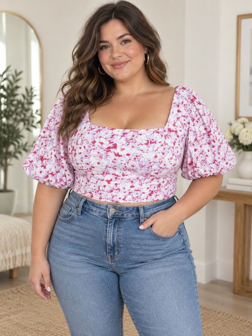 Open Edit floral crop top